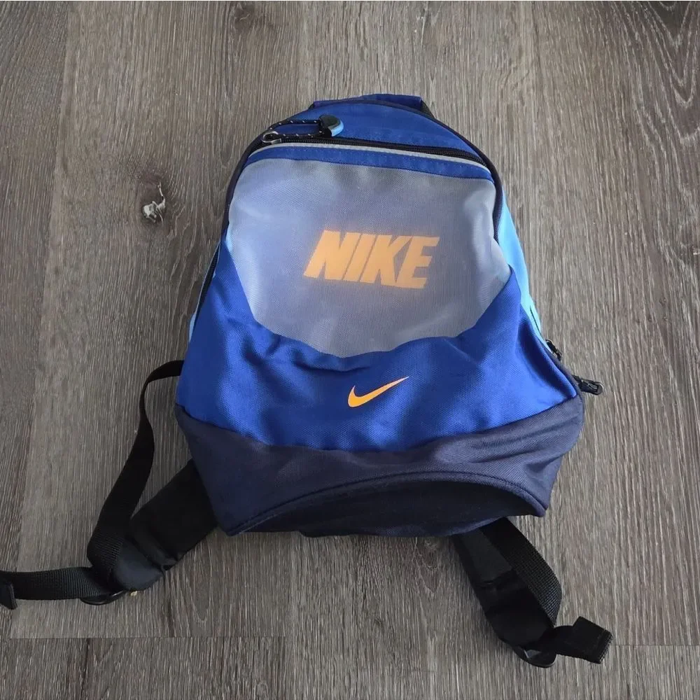 Vintage90s Nike Backpack Mini Bag Blue Logo Sports Casual Roomy Y2K